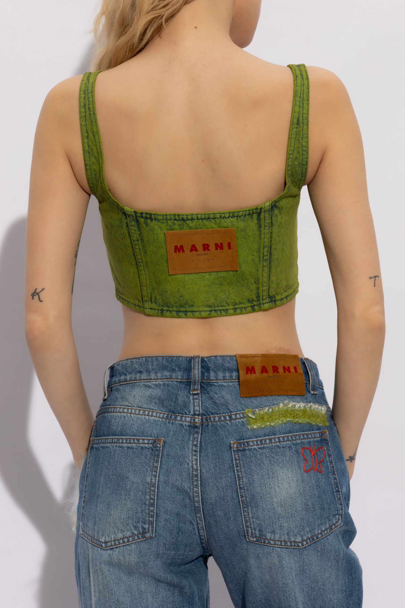 Marni Denim crop top | SchaferandweinerShops | Marni long